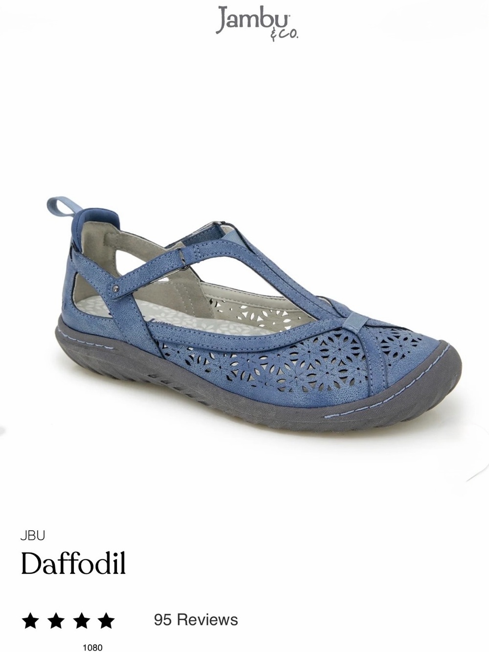 *new* Jambu Daffodil Women's Blue Laser-Cut T-Strap Flat